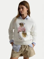 Polo Ralph Lauren Sweter 211A12723001 Biały Relaxed Fit. Białe swetry nierozpinane damskie Polo Ralph Lauren, xl, bez wzorów, z bawełny, bez kołnierzyka, bez ramiączek. Za 1,900.99 zł.