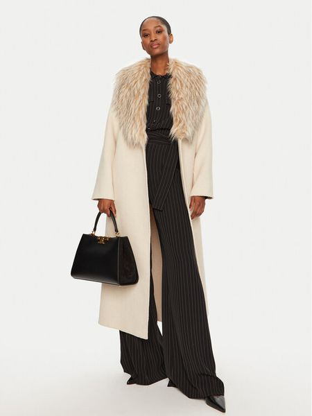 Luisa Spagnoli Płaszcz wełniany Supplica 541206 Beżowy Regular Fit. Brązowe płaszcze damskie Luisa Spagnoli, na zimę, s, bez wzorów, z syntetyku, bez kołnierzyka, bez kaptura. Za 2,969.00 zł.