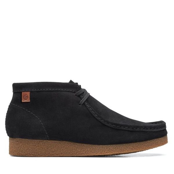 Trzewiki Clarks. Czarne botki męskie Clarks, bez wzorów, bez obcasa, bez zapięcia. Za 289.99 zł.