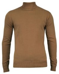Golf, Beżowy, Sepia, Elegancki, 100% BAWEŁNA, Męski - Brave Soul. Brązowe swetry męskie Brave Soul, l, bez wzorów, z bawełny, eleganckie, bez kołnierzyka, bez ramiączek. Za 119.00 zł.