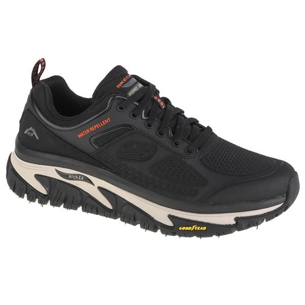 Buty do chodzenia męskie Skechers Arch Fit Road Walker. Czarne buty sportowe męskie Skechers, bez wzorów, z gumy, bez zapięcia, trekkingowe. Za 465.00 zł.