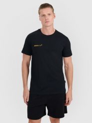 4F T-shirt regular z nadrukiem męski - czarny XXL. Czarne koszulki sportowe męskie 4F, m, bez wzorów, z bawełny, bez ramiączek. Za 69.99 zł.
