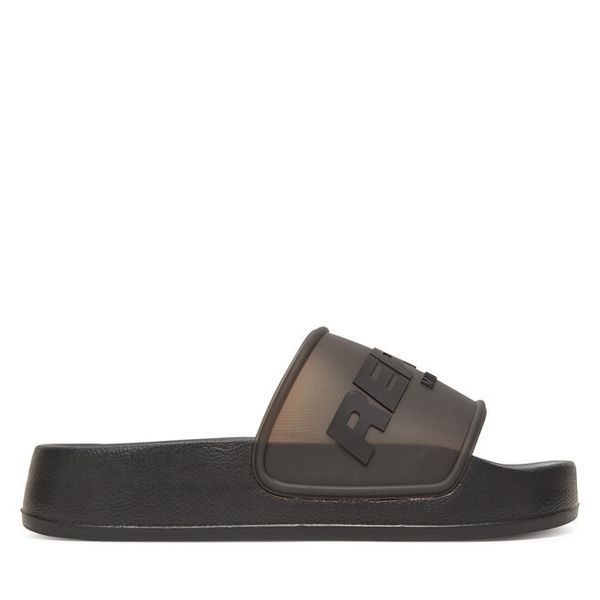 Klapki REPLAY. Czarne klapki damskie Replay, bez wzorów, bez obcasa, bez zapięcia. Za 199.99 zł.