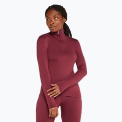 Bluza termoaktywna damska icebreaker 260 Tech LS Half Zip. Czerwone bielizna sportowa damska Icebreaker, na zimę, bez wzorów, sportowe, bez ramiączek, bez kaptura. Za 439.99 zł.