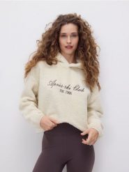 Bluza ze sztucznego baranka - złamana biel. Bluzy damskie Reserved, l, bez wzorów, bez ramiączek, bez kaptura. W wyprzedaży za 99.99 zł.