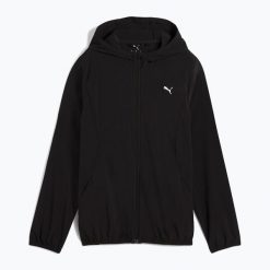 Kurtka do biegania damska PUMA Run Velocity Woven. Czarne kurtki sportowe damskie Puma, bez wzorów, bez ramiączek, bez kaptura, do biegania. Za 199.99 zł.