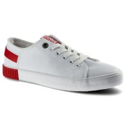 Białe Trampki Big Star Damskie Stylowe Półbuty. Czerwone półbuty damskie BIG STAR, bez wzorów, z jeansu, eleganckie, bez obcasa, na płaskiej podeszwie, bez zapięcia. Za 82.99 zł.