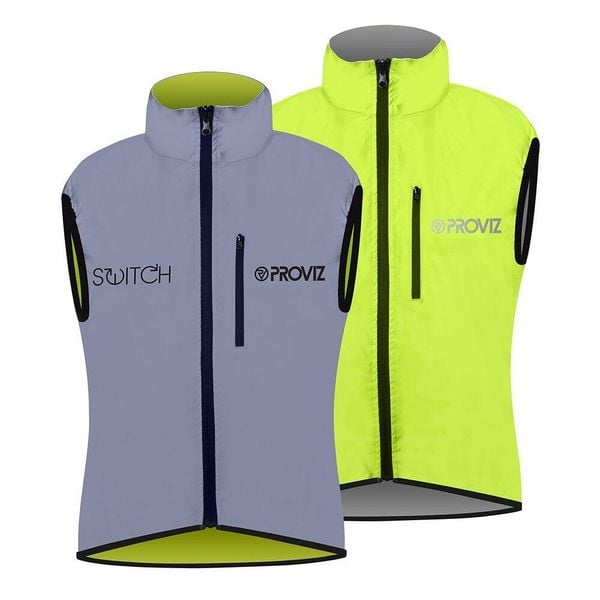 Kurtka odblaskowa bez rękawów - dla dorosłych - SWITCH JACKET. Czarne kurtki męskie PROVIZ, l, bez wzorów, sportowe, bez kaptura. Za 570.00 zł.
