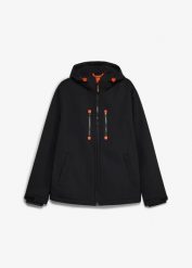 Hydrofobowa kurtka softshellowa. Czarne kurtki męskie bonprix, m, bez wzorów, bez kaptura. Za 299.99 zł.