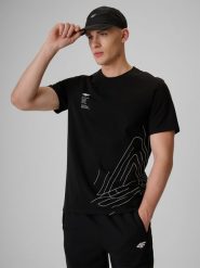 4F T-shirt regular z nadrukiem męski - czarny XXL. Czarne t-shirty męskie 4F, m, bez wzorów, z bawełny, bez kołnierzyka, bez ramiączek. Za 79.99 zł.
