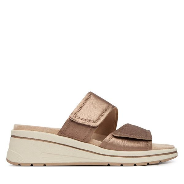 Klapki Caprice. Brązowe klapki damskie Caprice, bez wzorów, bez obcasa, bez zapięcia. Za 255.99 zł.