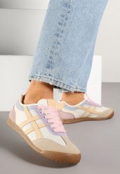 Beżowo-Różowe Sneakersy Typu Klasyczne Tenisówki Isnnoria. Brązowe trampki i tenisówki damskie Renee, bez wzorów, z jeansu, bez zapięcia. Za 74.99 zł.