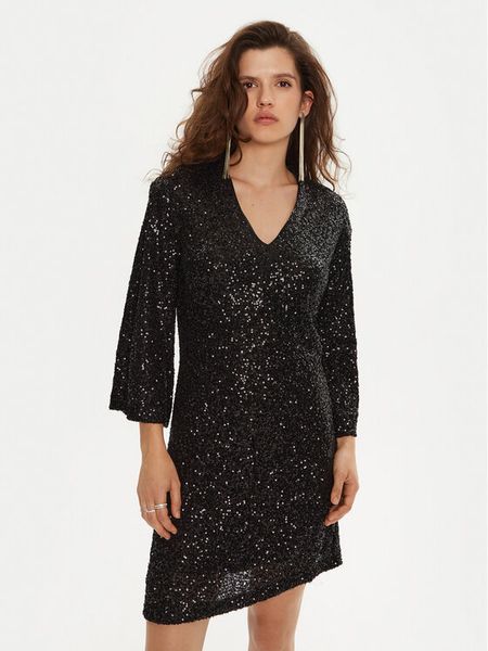 Bruuns Bazaar Sukienka koktajlowa Azati BBW4192 Czarny Regular Fit. Czarne sukienki damskie Bruuns Bazaar, l, bez wzorów, z syntetyku, wizytowe, bez kołnierzyka, bez ramiączek. Za 359.99 zł.