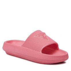Klapki Guess. Czerwone klapki damskie Guess, z aplikacjami, bez obcasa, bez zapięcia. Za 199.99 zł.