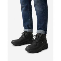 Trekkingi Hunter. Czarne botki męskie Hunter, bez wzorów, bez obcasa, bez zapięcia. Za 299.99 zł.