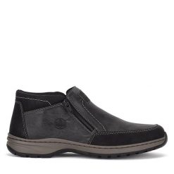 Botki Rieker. Czarne botki męskie Rieker, bez wzorów, bez obcasa, bez zapięcia. Za 359.99 zł.