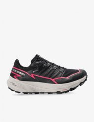 Buty trailowe damskie Salomon Thundercross GTX - black/black/pink. Czarne obuwie sportowe damskie Salomon, bez wzorów, bez zapięcia. Za 696.81 zł.