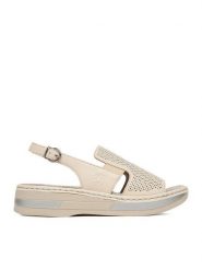 Rieker Sandały CEO-V5951-60 Kremowy. Białe sandały damskie Rieker, bez wzorów, ze skóry, bez obcasa, na koturnie, bez zapięcia. Za 339.99 zł.