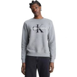 Bluza Calvin Klein Core Monogram, Mężczyźni. Szare bluzy męskie Calvin Klein, m, bez wzorów, z bawełny, bez ramiączek, bez kaptura. Za 490.00 zł.