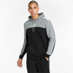Bluza treningowa męska Puma ESS+ Block Hoodie TR. Szare bluzy męskie Puma, m, bez wzorów, sportowe, bez ramiączek, bez kaptura. Za 219.99 zł.