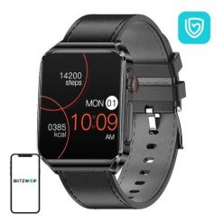 Smartwatch BlitzWolf BW-HL6 (czarny skórzany). Czarne, cyfrowe smartbandy BlitzWolf, z aplikacjami, z materiału. Za 269.00 zł.