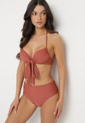 Jasnobrązowe Bikini Biustonosz z Ozdobnym Wiązaniem i Majtki Figi Fevonellea. Brązowe bikini Born2be, z aplikacjami. Za 64.99 zł.