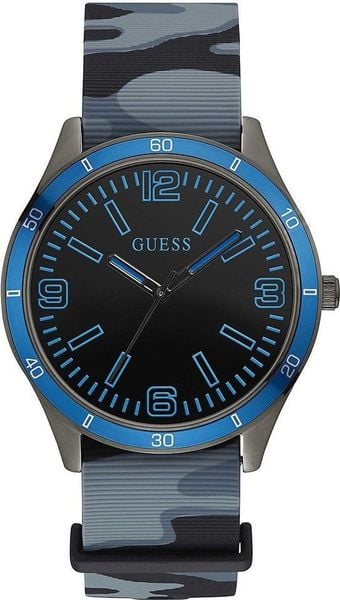 Zegarek Guess Zegarek męski Guess W1163G1 czarny. Czarne zegarki męskie Guess, z aplikacjami. Za 399.00 zł.