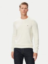 Tommy Hilfiger Sweter MW0MW28046 Kremowy Regular Fit. Białe swetry męskie Tommy Hilfiger, m, bez wzorów, z bawełny, bez kołnierzyka, bez ramiączek. Za 489.99 zł.