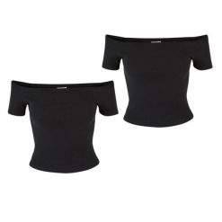 Top Na Ramiączkach Z Organicznej Bawełny W Prążki Dla Kobiet (zestaw 2 Sztuk). Czarne topy damskie Urban Classics, xl, bez wzorów, z bawełny, casualowe, bez kołnierzyka, bez ramiączek. Za 84.99 zł.