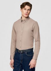 PAKO LORENTE – Brązowa koszula męska z wełną. Brązowe koszule męskie Pako Lorente, l, bez wzorów, z poliesteru, bez kołnierzyka, bez ramiączek. Za 299.99 zł.