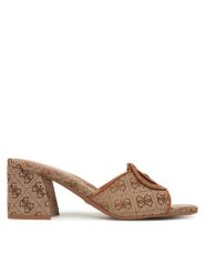 Guess Klapki FLJGEE FAL03 Brązowy. Brązowe klapki damskie Guess, z aplikacjami, ze skóry, bez obcasa, bez zapięcia. Za 479.50 zł.