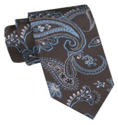 Klasyczny Krawat Męski CHATTIER - Brąz, Niebieskie Paisley. Niebieskie krawaty i muchy Chattier, bez wzorów, z tkaniny, eleganckie. Za 49.00 zł.