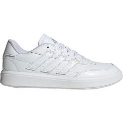 Buty sportowe adidas Courtblock Białe. Białe obuwie sportowe damskie Adidas, bez wzorów, z gumy, bez zapięcia. Za 244.85 zł.