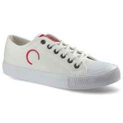 Trampki damskie Big Star, materiałowa sznurowana cholewka na miękkim płaskim gumowym spodzie, białe, HH274117. Białe trampki i tenisówki damskie BIG STAR, bez wzorów, z gumy, bez zapięcia. Za 89.99 zł.