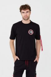 AERONAUTICA MILITARE Czarny t-shirt. Czarne t-shirty męskie Aeronautica Militare, m, bez wzorów, bez kołnierzyka, bez ramiączek. W wyprzedaży za 289.99 zł.