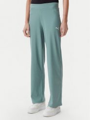 Puma Spodnie dresowe Ess Elevated 685025 Zielony Straight Fit. Zielone spodnie dresowe damskie Puma, bez wzorów, z bawełny. Za 129.99 zł.