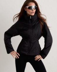 Damska kurtka pikowana, hydrofobowa High Neck Contour czarna. Czarne kurtki sportowe damskie Aim'n, m, bez wzorów, z materiału, bez ramiączek, bez kaptura, trekkingowe. Za 595.00 zł.