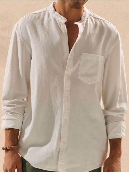 Koszula regular - biały. Białe koszule męskie Sinsay, l, bez wzorów, bez kołnierzyka, bez ramiączek. Za 59.99 zł.