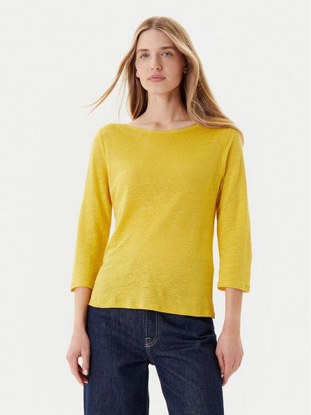 United Colors Of Benetton Bluzka 37UJD109X Żółty Regular Fit. Żółte bluzki damskie United Colors Of Benetton, m, bez wzorów, ze lnu, bez kołnierzyka, bez ramiączek. Za 79.99 zł.