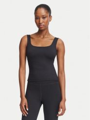 Guess Top V6YP18 K4788 Czarny Slim Fit. Czarne topy damskie Guess, s, z aplikacjami, z syntetyku, bez kołnierzyka, bez ramiączek. Za 184.99 zł.