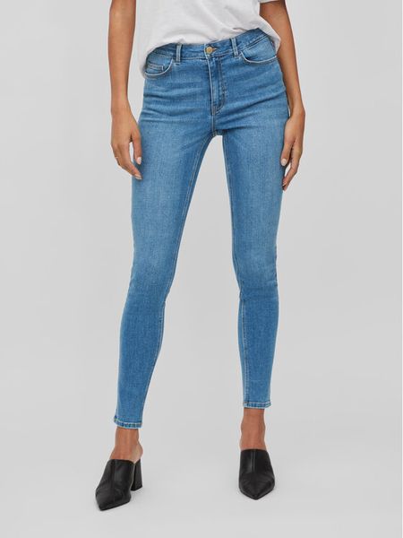 Vila Jeansy Sarah 14084766 Niebieski Skinny Fit. Niebieskie jeansy damskie Vila, bez wzorów, z bawełny. Za 99.99 zł.