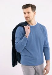 Lekki sweter S-MARC. Niebieskie swetry męskie Volcano, m, bez wzorów, z materiału, klasyczne, bez kołnierzyka, bez ramiączek. Za 139.99 zł.