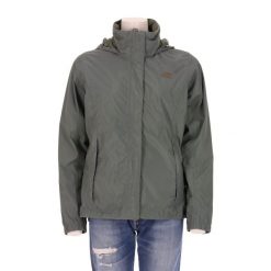 Second life - Kurtka przeciwdeszczowa damska DryVent TNF khaki - Jak nowy. Zielone kurtki sportowe damskie The North Face, bez wzorów, z softshellu, bez ramiączek, bez kaptura, trekkingowe. Za 255.56 zł.
