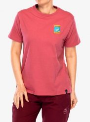 Koszulka bawełniana damska La Sportiva Moon Climb T-Shirt. Czerwone t-shirty damskie La Sportiva, l, bez wzorów, z bawełny, eleganckie, bez kołnierzyka, bez ramiączek. Za 199.99 zł.