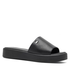 Klapki Lasocki. Czarne klapki damskie Lasocki, bez wzorów, bez obcasa, bez zapięcia. Za 159.99 zł.