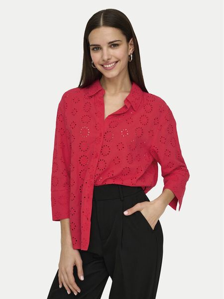 JDY Koszula Tallie 15292179 Czerwony Regular Fit. Czerwone koszule damskie JDY, l, bez wzorów, z bawełny, bez kołnierzyka, bez ramiączek. Za 79.99 zł.