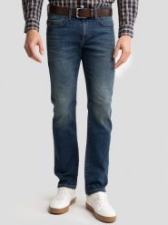 Jeansy męskie dopasowane z przetarciami granatowe Terry 541. Niebieskie jeansy męskie BIG STAR, z denimu, retro. W wyprzedaży za 259.99 zł.