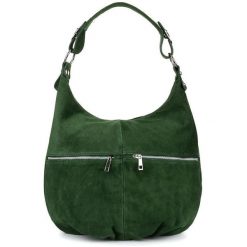 Zamszowa shopperka Vera Pelle c. zielona K51. Zielone shopperki damskie bez wzorów, ze skóry, zamszowe, bez dodatków. Za 199.99 zł.