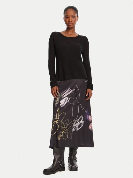 Desigual Sukienka codzienna Kala 25WWVK25 Czarny Slim Fit. Czarne sukienki damskie Desigual, na co dzień, xl, bez wzorów, z syntetyku, bez kołnierzyka, bez ramiączek, proste. Za 539.99 zł.