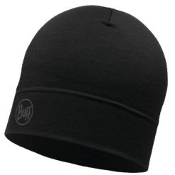 Czapka dla dorosłych Buff Merino Lightweight Beanie. Czarne czapki damskie Buff, bez wzorów, z wełny, sportowe. Za 109.99 zł.